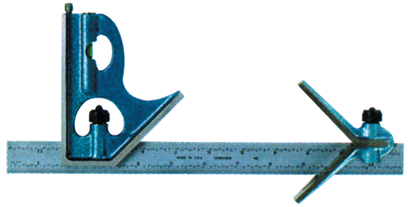 #52-386-006 - 6''- 4R Graduation - Regular Blade - 3 Piece Combination Square Set - Exact Industrial Supply