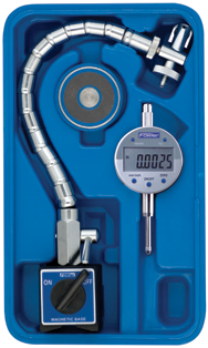 Set Contains: 1"/25mm .0005/.01mm w/Flex Arm Mag Base - Electronic Indicator with Flex Arm Mag Base - Exact Industrial Supply