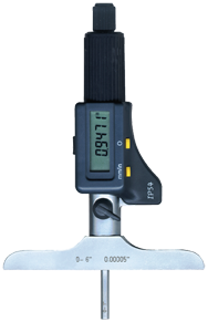 0 - 6" / 0 - 150mm Measuring Range - Friction Thimble - Electronic Depth Micrometer - Exact Industrial Supply