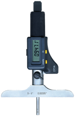 0 - 6" / 0 - 150mm Measuring Range - Friction Thimble - Electronic Depth Micrometer - Exact Industrial Supply