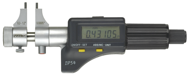 .2 - 1.2'' Measuring Range - .00005/.001mm Resolution - Friction Thimble - Hardened & Ground Face - Electronic Inside Micrometer - Exact Industrial Supply