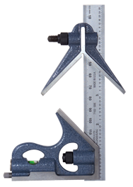 #7124-006H - 6'' - E/M Graduation - Regular Blade - 3 Piece Combinatioin Square Set - Exact Industrial Supply