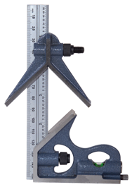 #7125-150 - 150mm - Metric Graduation - Regular Blade - 3 Piece Combinatioin Square Set - Exact Industrial Supply