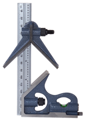 #7125-150 - 150mm - Metric Graduation - Regular Blade - 3 Piece Combinatioin Square Set - Exact Industrial Supply
