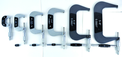 0 - 6'' Measuring Range - .0001 Graduation - Ratchet Thimble - Carbide Face - Outside Micrometer Set - Exact Industrial Supply