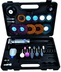 #2010 - Right Angle Grinder with Surface Prep Kit - Includes: 1) each: Angle Die Grinder with collets; 2 & 3" Conditioning Discs and Holders; 10 Pc Stone Assortment; and Case - Exact Industrial Supply