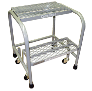 Model 1000; 3 Steps; 20 x 26'' Base Size - Steel Mobile Platform Ladder - Exact Industrial Supply