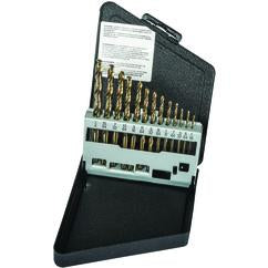 13 Pc. 1/16" - 1/4" by 64ths Cobalt Surface Treated Jobber Drill Set - Exact Industrial Supply