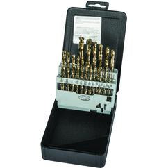 21 Pc. 1/16" - 3/8" by 64ths Cobalt Bronze Oxide Jobber Drill Set - Exact Industrial Supply