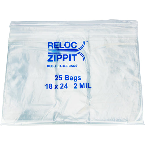 18″ × 24″ 2-MIL Clear Reloc Zippit Zipper Bags, Sold per Case of 250 (5 boxes of 50 per case)