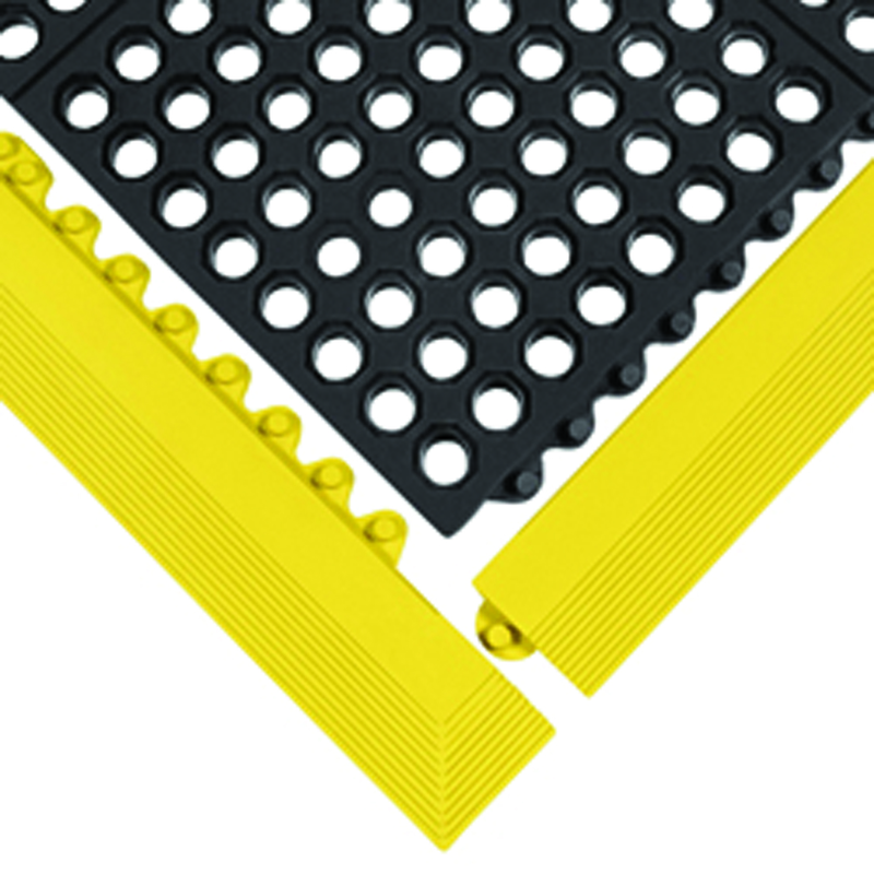 24/Seven NBR Edging Female Yellow Work Mat - Exact Industrial Supply