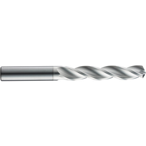 3/8″ Dia. × 10 mm Shank × 61 mm Flute Length × 103 mm OAL, 5xD, 124°, Uncoated, 3 Flute, External, Round Solid Carbide Drill - Exact Industrial Supply