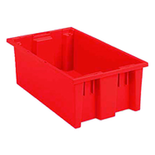 18″ × 11″ × 6″ - Red - Nest Stack Tote Box - Exact Industrial Supply