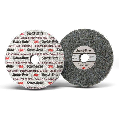 Scotch-Brite Deburr and Finish PRO Unitized Wheel DP-UW 6C Medium+ 4-1/2″ × 1/2″ × 7/8″