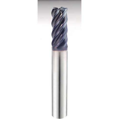 3/16″ × 3/16″ × 9/16″ × 2″ 5 Flute 0.0300″ C/R Carbide End Mill-Plain Shank - Y-Coating - Exact Industrial Supply