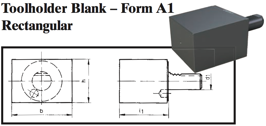 VDI Toolholder Blank - Form A1 Rectangular - Part #: CNC86 B60.160.165.125 - Exact Industrial Supply