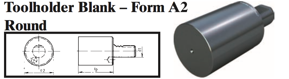 VDI Toolholder Blank - Form A2 Round - Part #: CNC86 B20.50.70 - Exact Industrial Supply