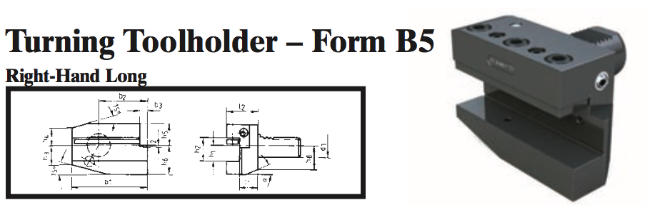 VDI Turning Toolholder - Form B5 (Right-Hand Long) - Part #: CNC86 25.3020 - Exact Industrial Supply