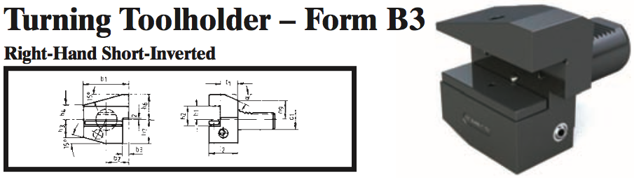 VDI Turning Toolholder - Form B3 (Right-Hand Short-Inverted) - Part #: CNC86 23.2016 - Exact Industrial Supply