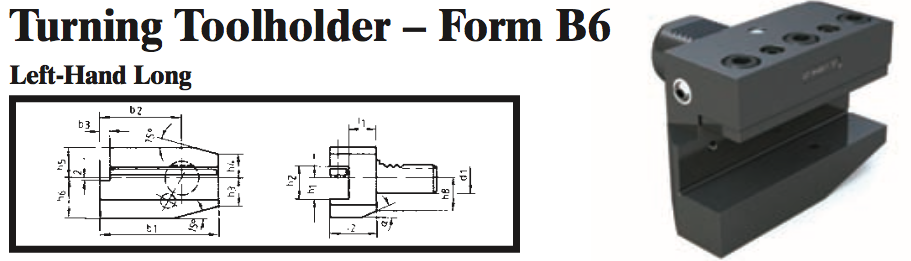 VDI Turning Toolholder - Form B6 (Left-Hand Long) - Part #: CNC86 26.4025 - Exact Industrial Supply