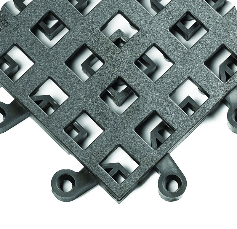 ErgoDeck General Puppose Open Egronomic Tiles 18" x 18" x 7/8" Thick (Charcoal) - Exact Industrial Supply