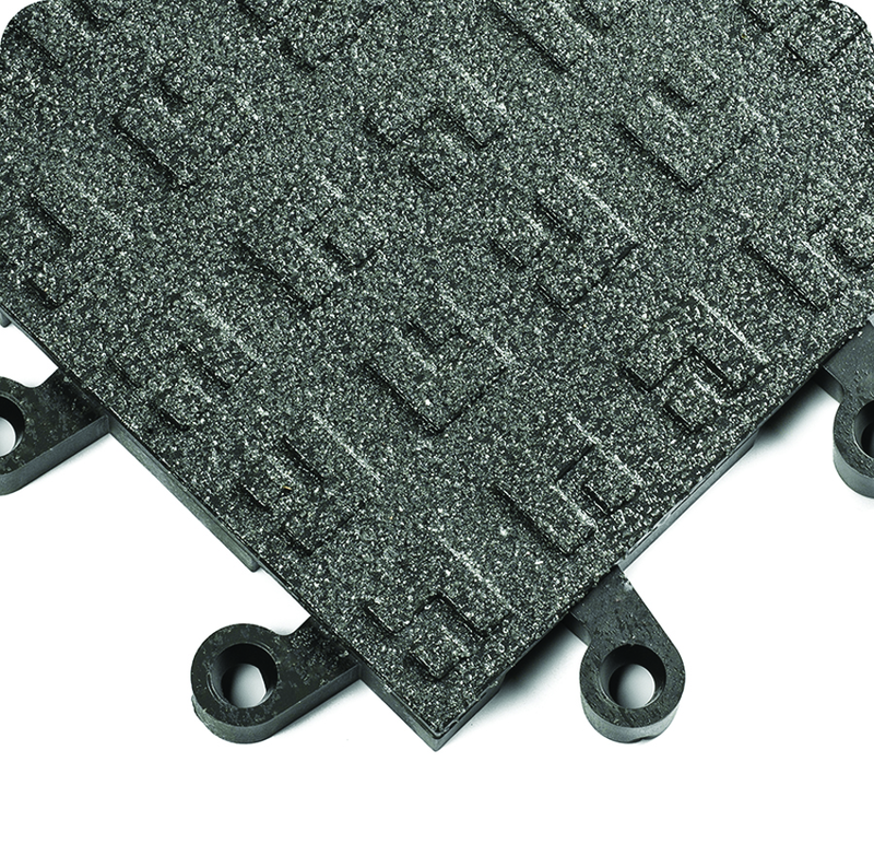 ErgoDeck General Puppose Solid w/ GritShield Egronomic Tiles 18" x 18" x 7/8" Thick (Black) - Exact Industrial Supply