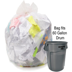 60 gal, 1.35 mil, Natural, 38″ × 58″ - Case of 100, Revolution Bag Hercules Recycled Low Density Can liners - Exact Industrial Supply