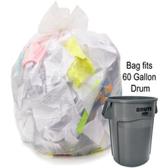 60 gal, 1.35 mil, Natural, 38″ × 58″ - Case of 100, Revolution Bag Hercules Recycled Low Density Can liners - Exact Industrial Supply