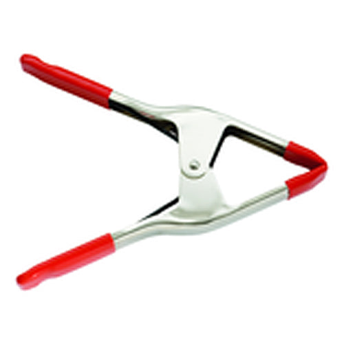 Steel Spring Clamp - 5″ Capacity–4″ Throat Depth - Vinyl Tips to prevent Marring, Nickel Plating to resist corrosion on a Heavy Duty Spring - Exact Industrial Supply