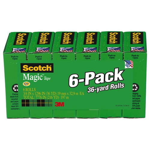 Scotch Magic Transparent Tape 810-6PK 3/4″ × 1296″ × 0″ - Exact Industrial Supply