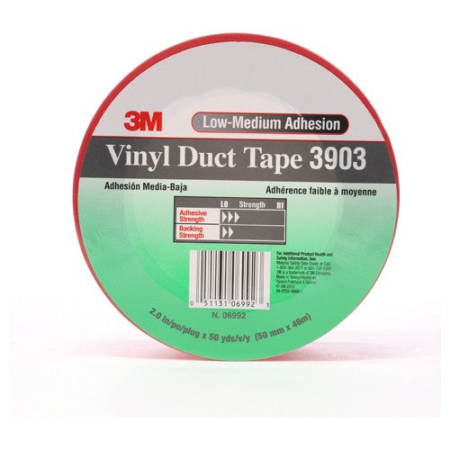 3M Vinyl Duct Tape 3903 Red 2″ × 50 yd 6.5 mil 2 Individually Wrapped Conveniently Packaged - Exact Industrial Supply