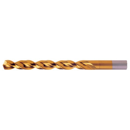 #1 RHS / RHC HSS-CO 8% (M42) 135 Degree Split Point Q-Cobalt Wide Land Parabolic Jobber Drill - TiN - Exact Industrial Supply