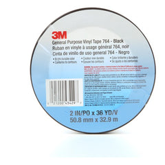 3M General Purpose Vinyl Tape 764 Black 2″ × 36 yd 5 mil Individually Wrapped Conveniently Packaged - Exact Industrial Supply