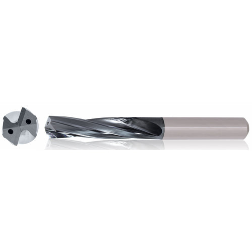 3/8″ Dia. × 10 mm Shank × 61 mm Flute Length × 103 mm OAL, 5xD, TiAlCN, 2 Flute, Coolant Thru, h6, Cylindrical, Solid Carbide Drill Series/List #5613 - Exact Industrial Supply