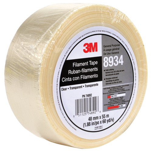 Tartan Filament Tape 8934 Clear 48 mm × 55 m 4 mil Individually Wrapped Conveniently Packaged - Exact Industrial Supply