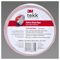 3M Safety Stripe Vinyl Tape 767 Red/White 2″ × 36 yd 5 mil Individually Wrapped Conveniently Packaged - Exact Industrial Supply