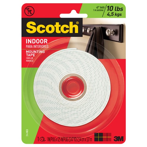 Scotch-Mount Indoor Double-Sided Mounting Tape 314H-MED-DC 1″ × 125″ (2 54 cm × 3 17 m) - Exact Industrial Supply