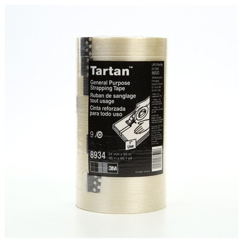 Tartan Filament Tape 8934 Clear 24 mm × 55 m 4 mil - Exact Industrial Supply