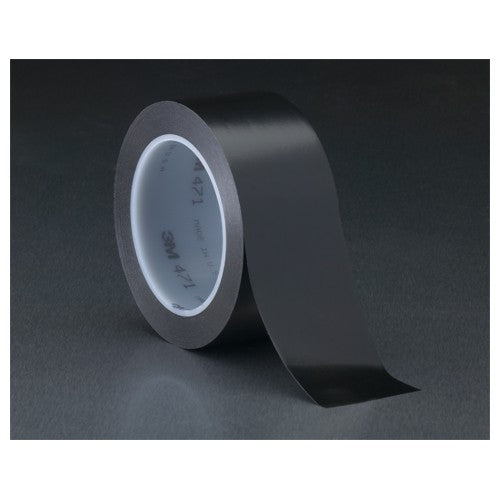 3M Vinyl Tape 471 Black 1/4″ × 36 yd 5.2 mil Individually Wrapped Conveniently Packaged - Exact Industrial Supply