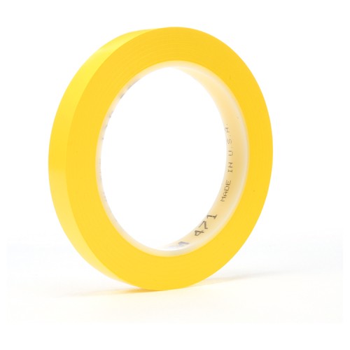 3M Vinyl Tape 471 Yellow 1/2″ × 36 yd 5.2 mil - Exact Industrial Supply