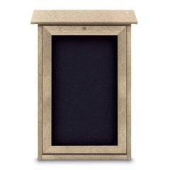 Enclosed Recycled Rubber Bulletin Board: 18" Wide, 29" High, Rubber, Black