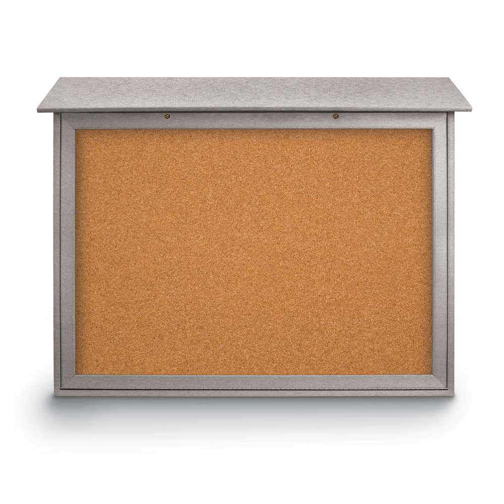 Enclosed Cork Bulletin Board: 45" Wide, 36" High, Cork, Natural Tan