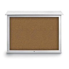 Enclosed Bulletin Board: 52" Wide, 40" High, Cork, Tan