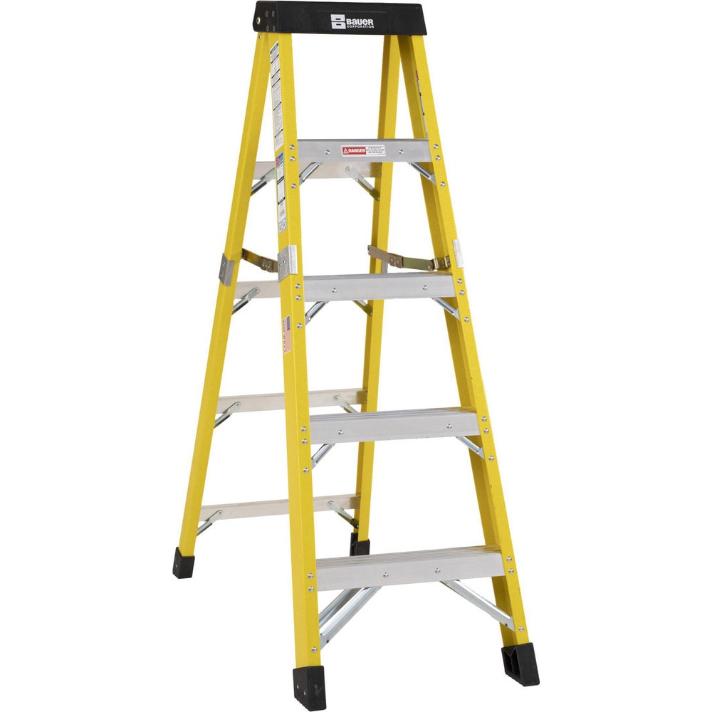 4 Step Fiberglass Foldable Step Ladder: Type IAA 375 lb Capacity 5' Height