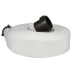 Double Jacket Fire Hose: 1-1/2" ID, 100' Long, Polyester, White