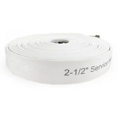 Double Jacket Fire Hose: 2-1/2" ID, 50' Long, Polyester, White