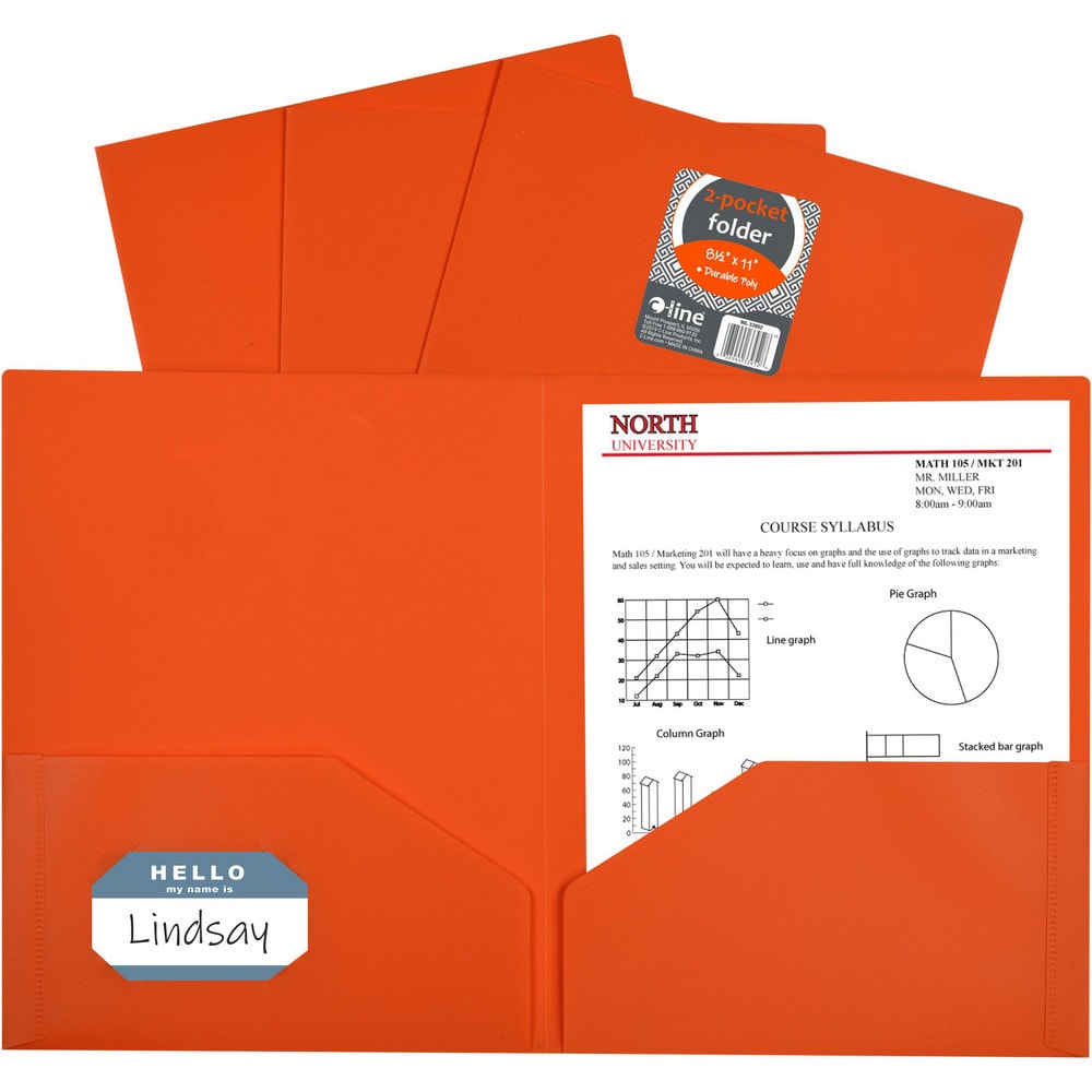 Portfolios, Report Covers & Pocket Binders; Color: Orange; Overall Width: 9; Overall Length: 11.00; Material: Polypropylene