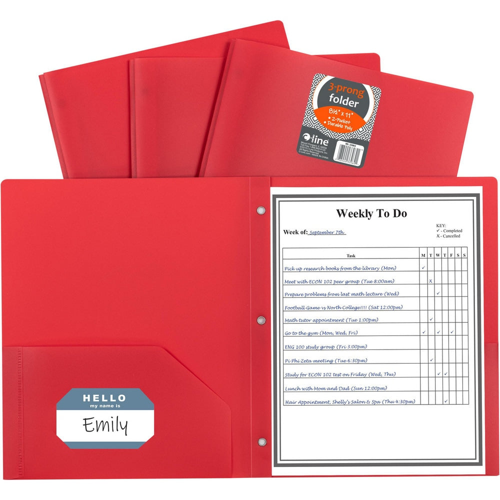 Portfolios, Report Covers & Pocket Binders; Color: Red; Overall Width: 9; Overall Length: 11.00; Material: Polypropylene