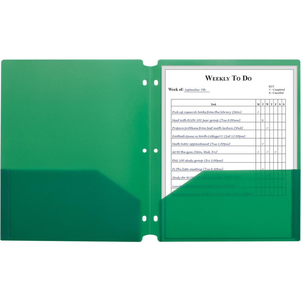 Portfolios, Report Covers & Pocket Binders; Color: Green; Overall Width: 9; Overall Length: 11.00; Material: Polypropylene