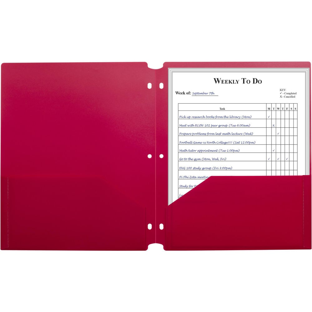 Portfolios, Report Covers & Pocket Binders; Color: Red; Overall Width: 9; Overall Length: 11.00; Material: Polypropylene